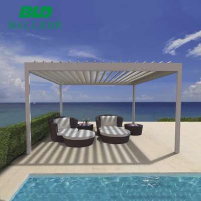 Aluminum operable bioclimatic motorized automatic patio pergola roof louvre with rain sensor