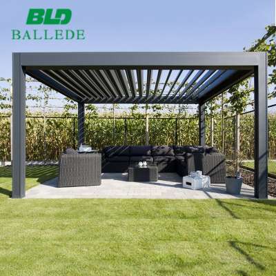 3x3 4x4 PVDF coated waterproof louver roof system motorised aluminum pergola gazebos outdoor