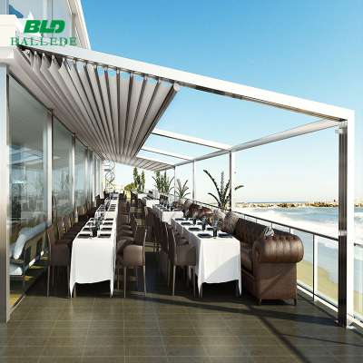 Anti UV electric aluminum awning with retractable roof