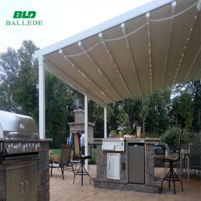 adjustable blade sun shade awning with retractable roof