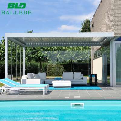 Outdoor OEM color aluminium louvred roof pergola with gutter and downpipe